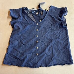 Love T Denim Blue Top with Back Tie - Size M